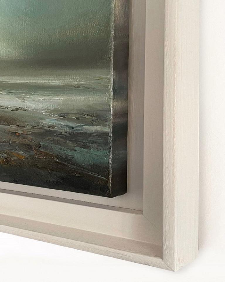 Peinture originale encadrée Low Tide de Laura Dunmow, nuages impressionnistes modernes - Abstrait Art par LAURA DUNMOW