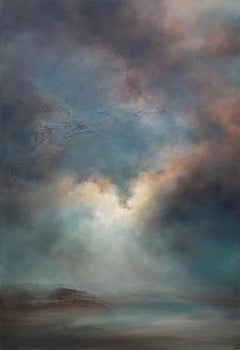 Laura Dunmow, L'ora blu, Pittura originale di un paesaggio urbano, Arte semi-astratta