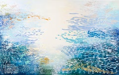 Laura Fayer „Tide Blossom“ Acryl und japanisches Papier auf Leinwand