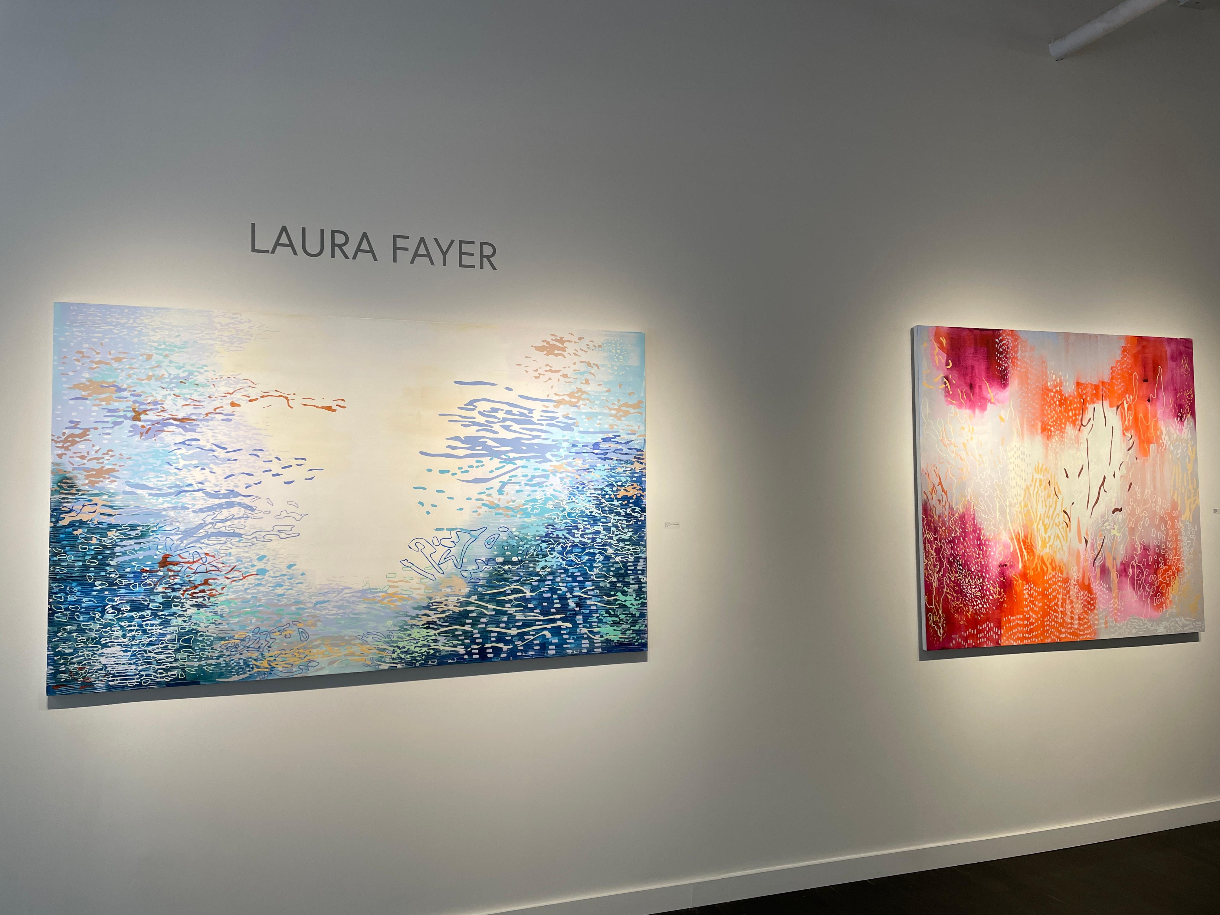 Laura Fayer - Magic Garden - acrylic paint and Japanese paper on canvas  For Sale 1