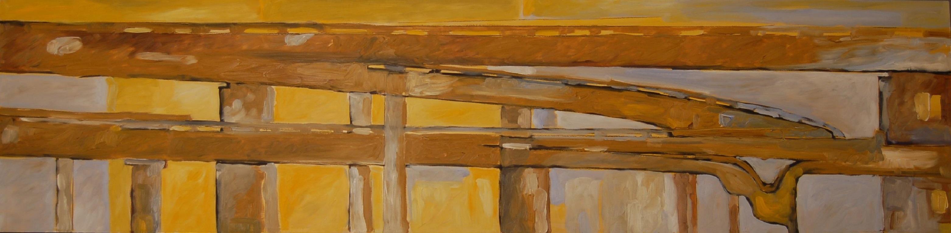 Tangenziale 0010, Gemälde, Öl auf Holzplatte – Painting von Laura Federici