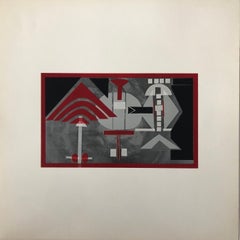 Abstract Italian Woman Artist Modern Metallic Foil Mirror Lithograph Laura Fiume