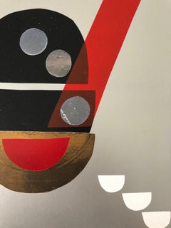 Abstract Italian Woman Artist Modern Metallic Foil Mirror Lithograph Laura Fiume