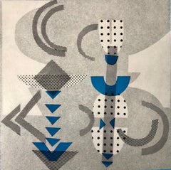 Abstract Italian Woman Artist Modern Metallic Foil Mirror Lithograph Laura Fiume