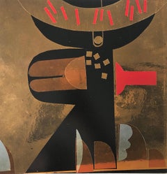 Astratto Donna Italiana Artista Moderna Metallizzata Specchio Litografia Laura Fiume