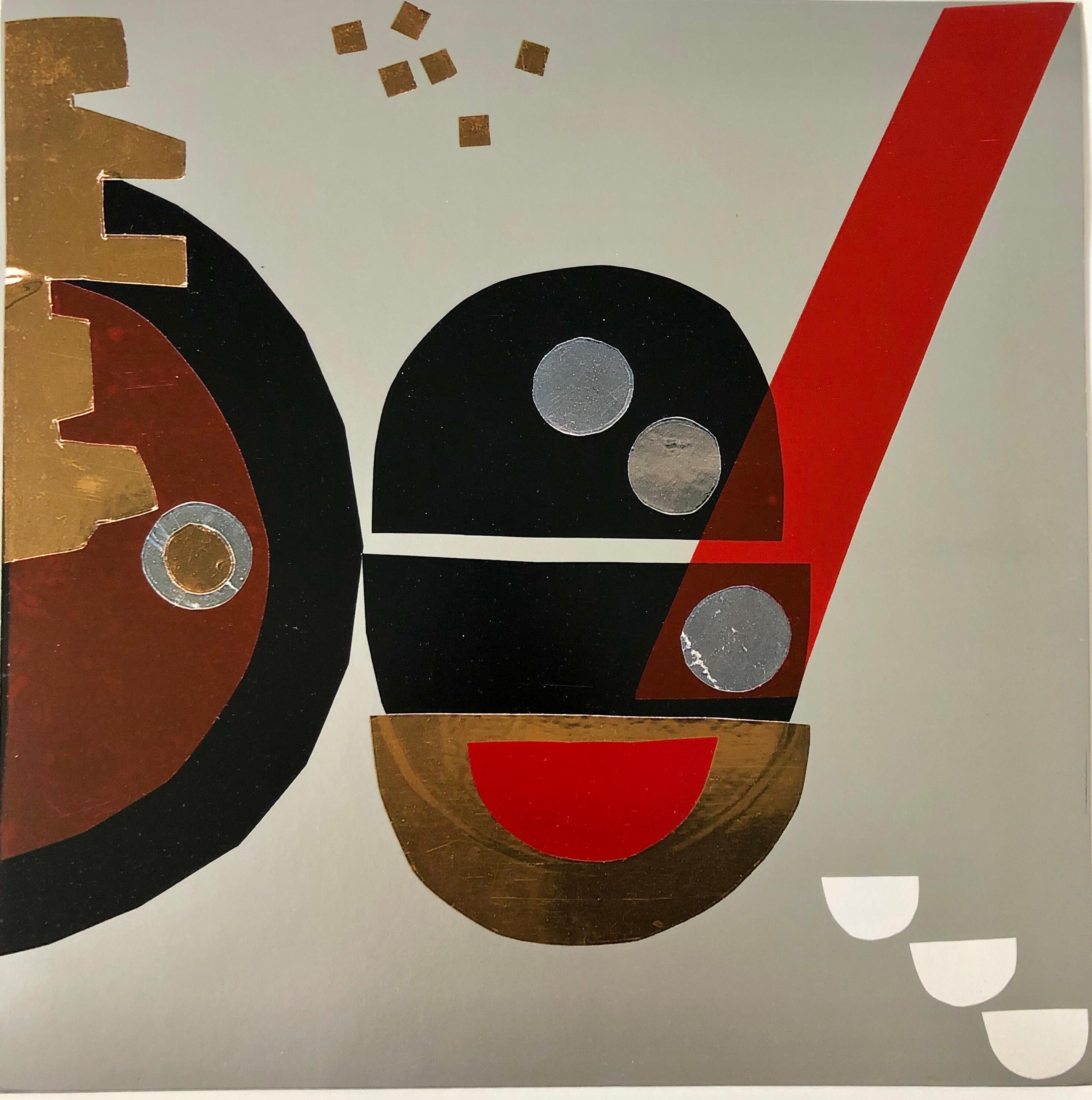 Astratto Donna Italiana Artista Moderna Metallizzata Specchio Litografia Laura Fiume