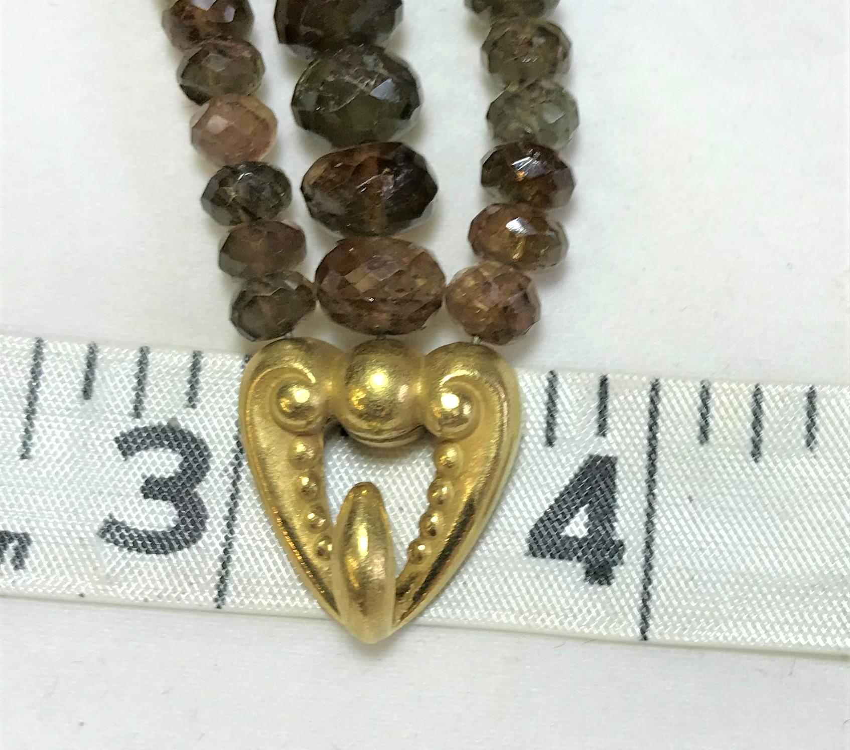 Laura Gibson 22 Karat Yellow Gold Triple-Strand Beaded Necklace In New Condition For Sale In Cincinnati, OH