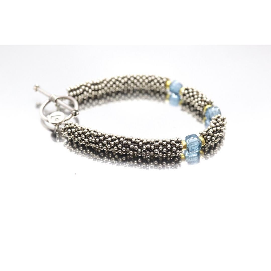 Donna Laura Gibson & Gibson Bracciale. Perline in argento sterling e 18 carati con gemme sfaccettate pendenti in vendita