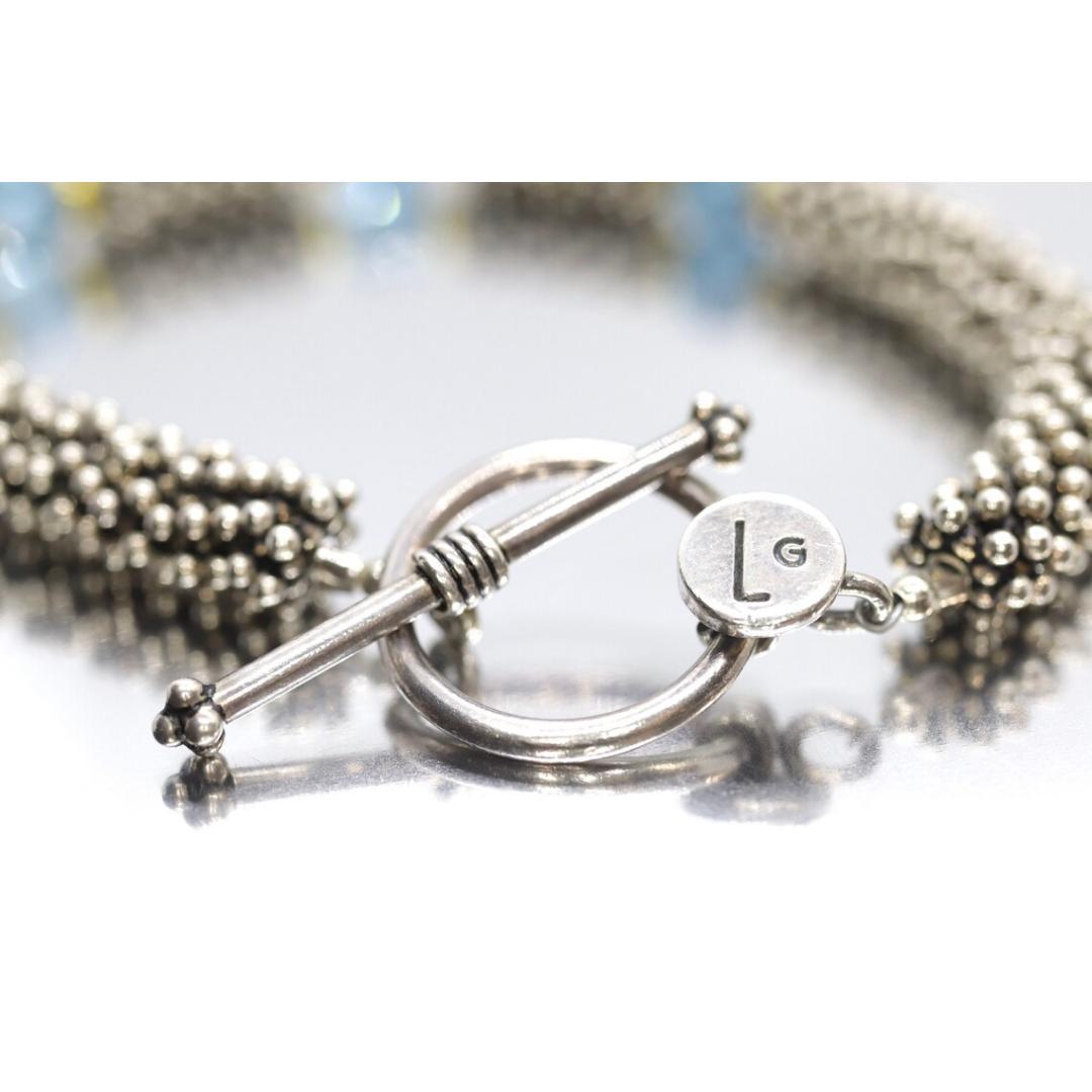 Laura Gibson & Gibson Bracciale. Perline in argento sterling e 18 carati con gemme sfaccettate pendenti in vendita 1