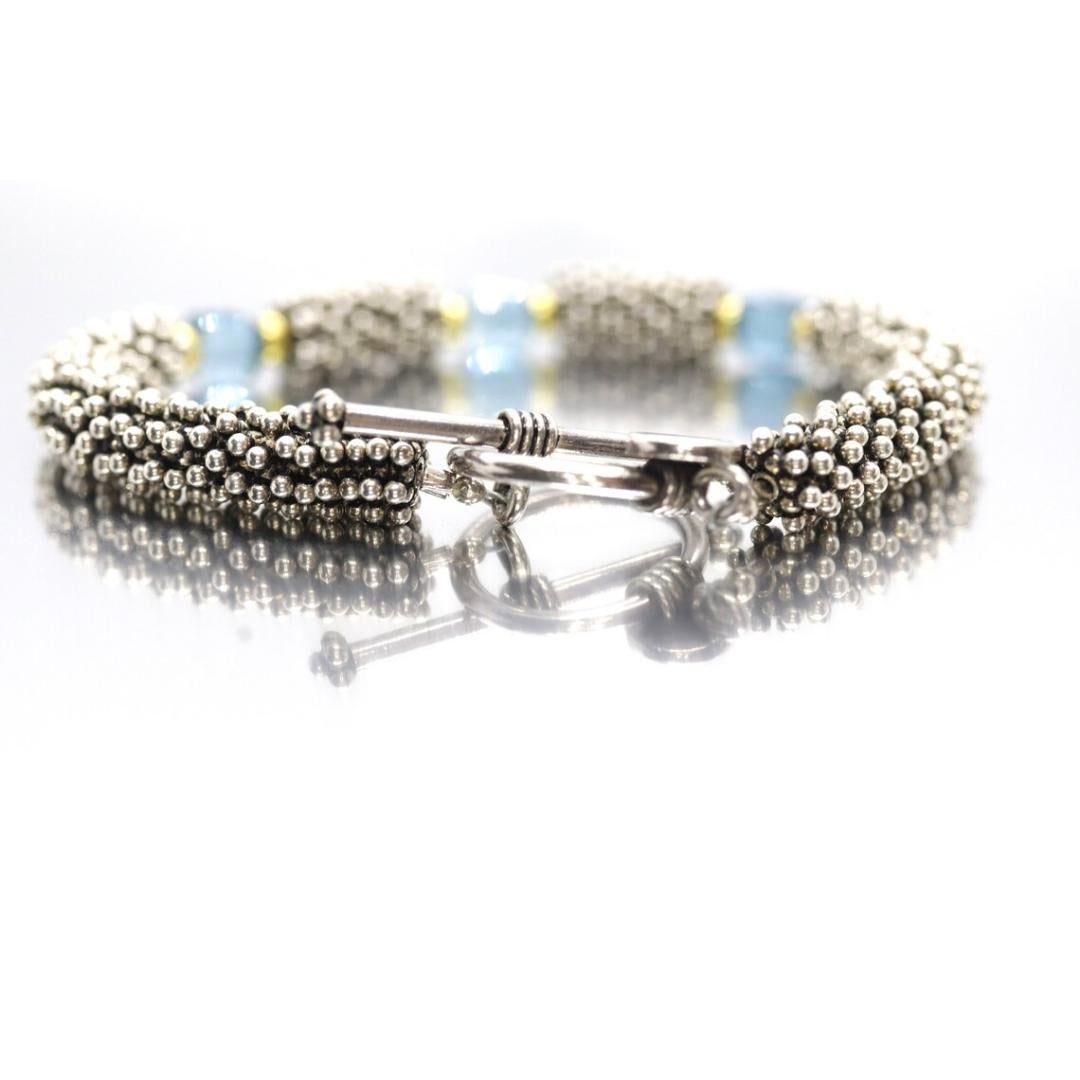 Laura Gibson & Gibson Bracciale. Perline in argento sterling e 18 carati con gemme sfaccettate pendenti in vendita 3