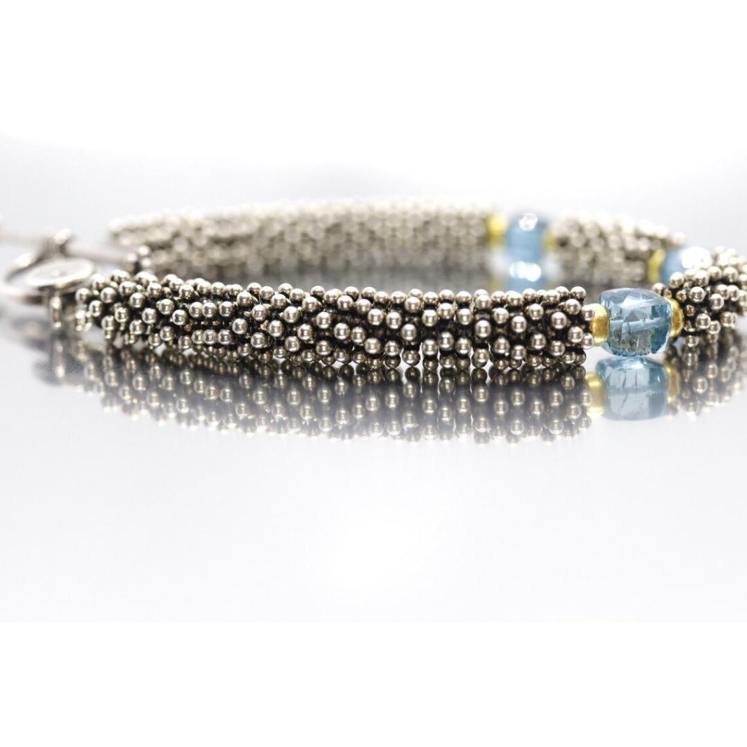 Laura Gibson & Gibson Bracciale. Perline in argento sterling e 18 carati con gemme sfaccettate pendenti in vendita 4