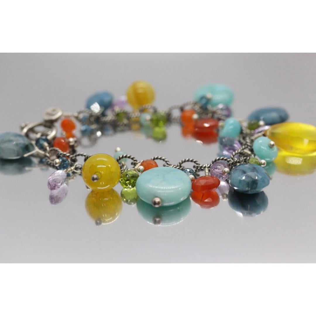 Donna Laura Gibson & Gibson Bracciale. Argento 925 con gemme sfaccettate pendenti - Amazzonite in vendita