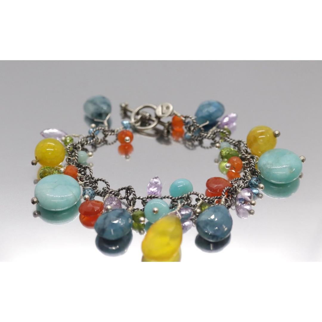 Laura Gibson & Gibson Bracciale. Argento 925 con gemme sfaccettate pendenti - Amazzonite in vendita 1