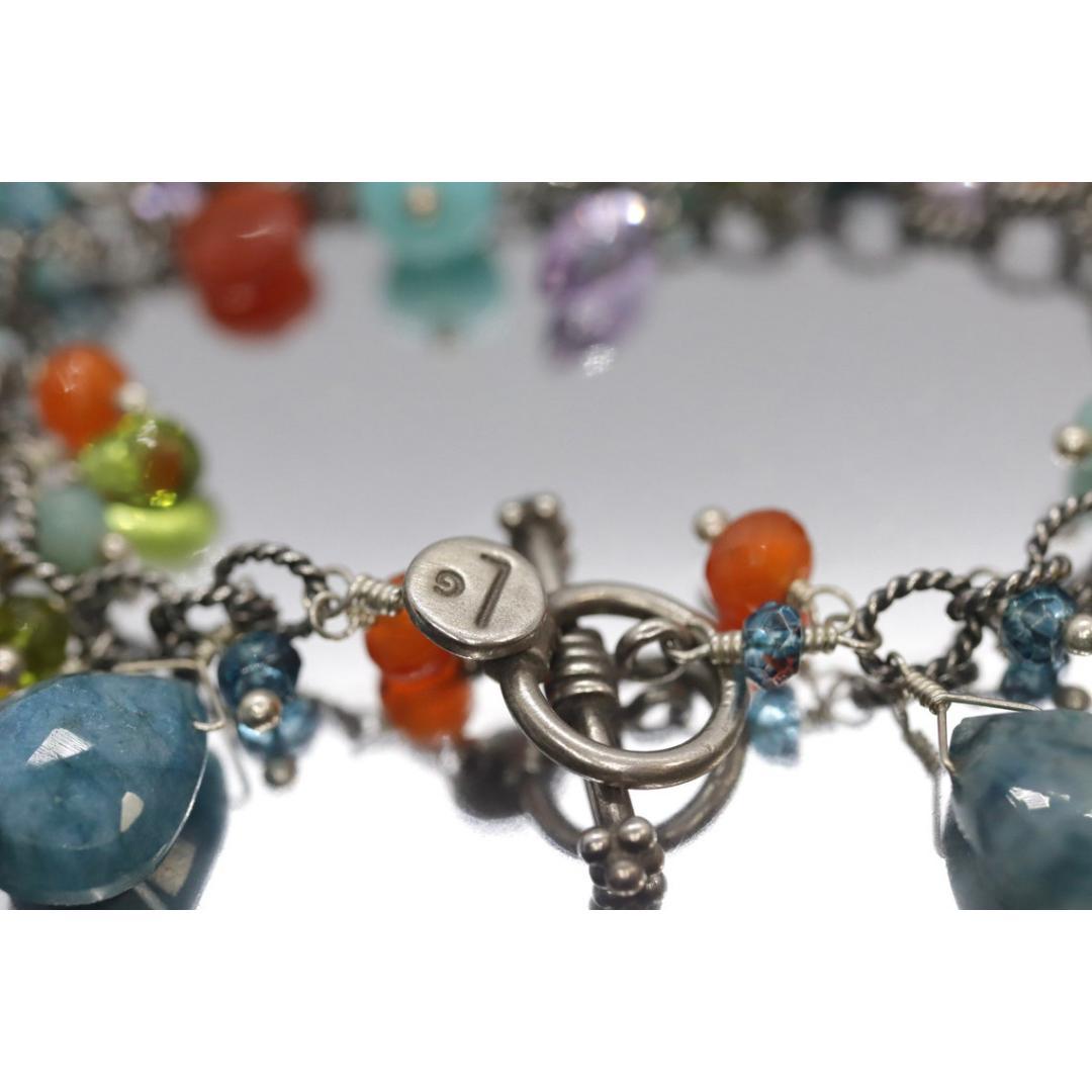 Laura Gibson & Gibson Bracciale. Argento 925 con gemme sfaccettate pendenti - Amazzonite in vendita 3