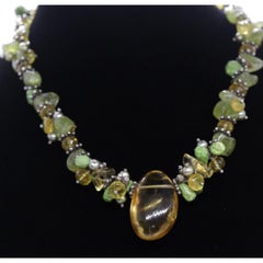 Laura Gibson Necklace Choker. Gibson Sterling Citrine Dangling Candy multi-gem