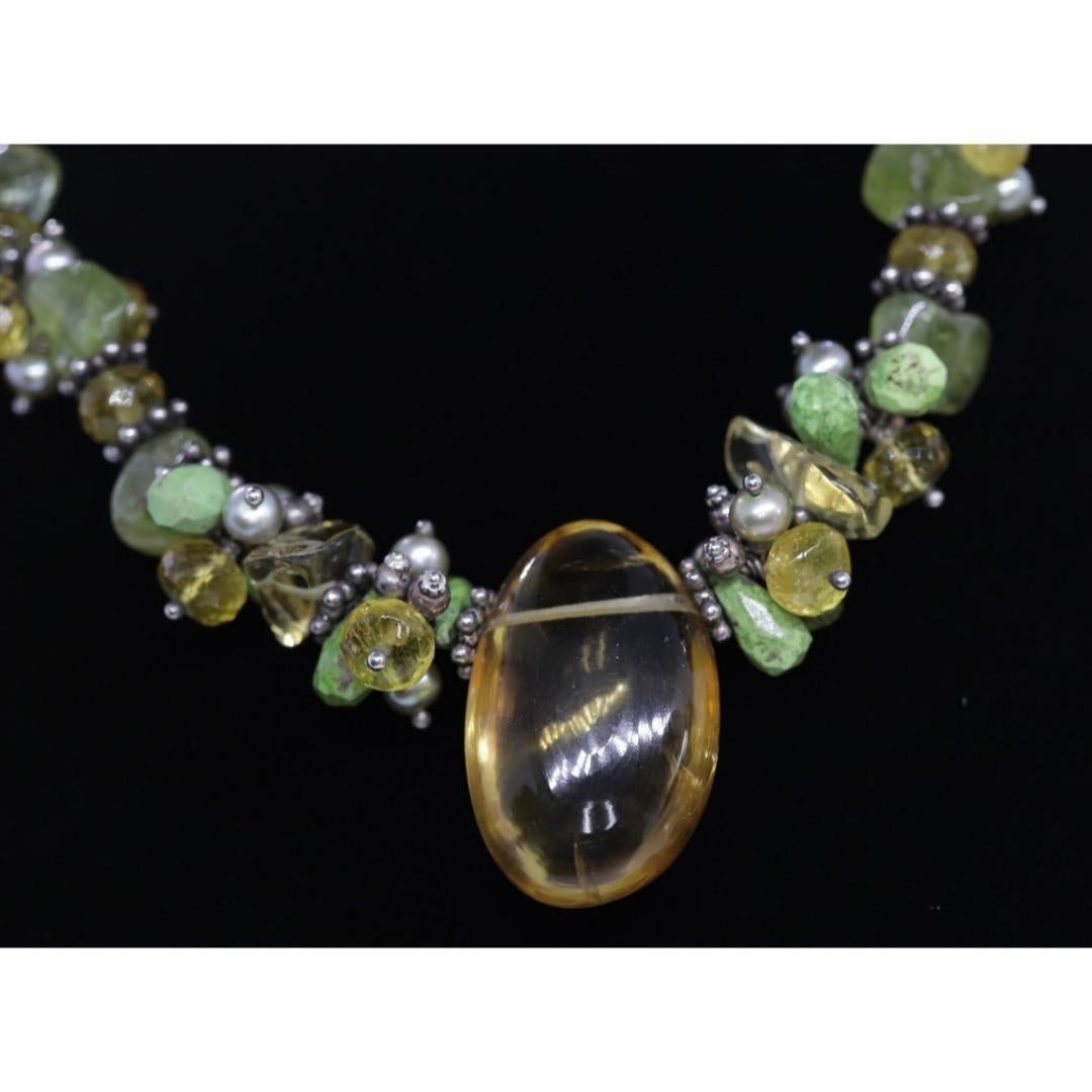 Laura Gibson & Gibson Collana a girocollo. Gibson & Gibson Sterling Citrine Dangling Candy multi-gem in vendita 1