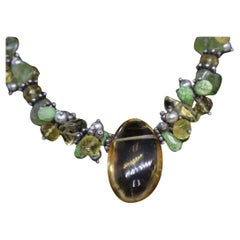 Laura Gibson Necklace Choker. Gibson Sterling Citrine Dangling Candy multi-gem