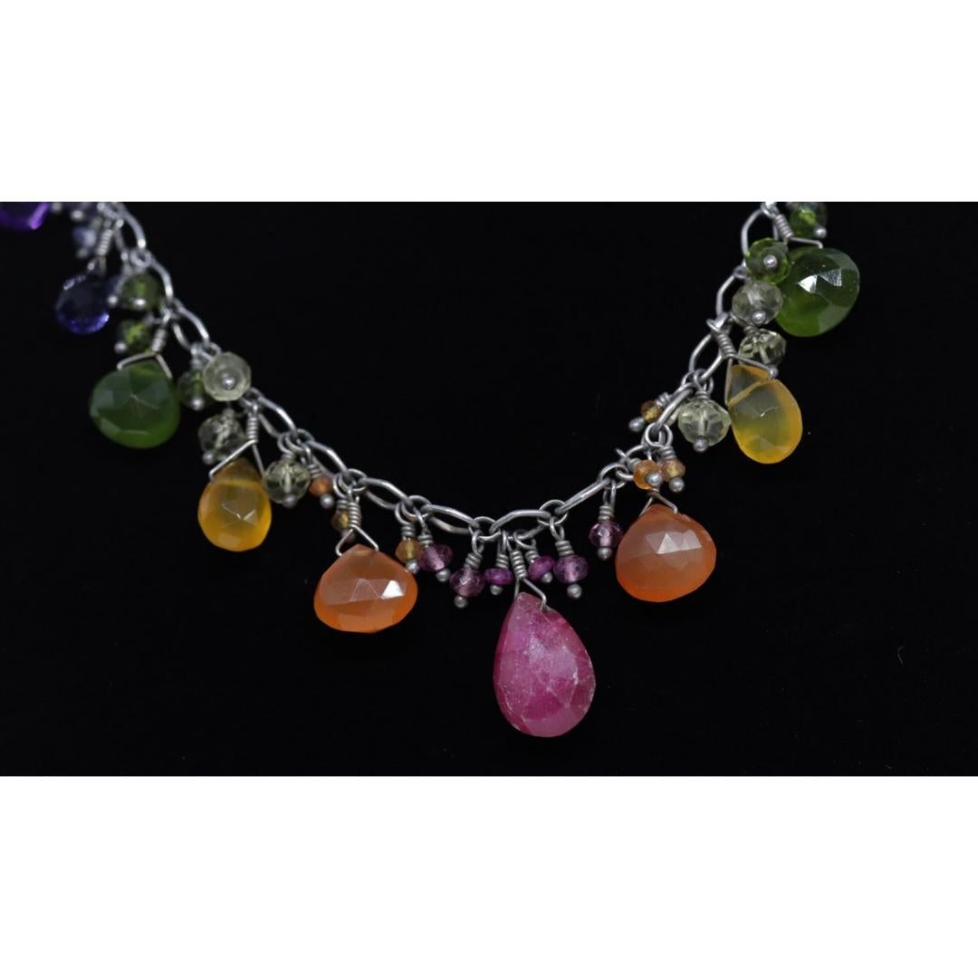 Laura Gibson & Gibson Collana. Gibson & Gibson Sterling Carnelian Dangling Candy multi-gem In condizioni buone in vendita a Port Charlotte, FL