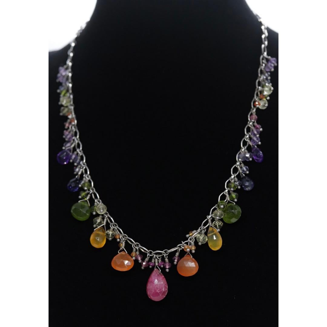 Laura Gibson & Gibson Collana. Gibson & Gibson Sterling Carnelian Dangling Candy multi-gem in vendita 1