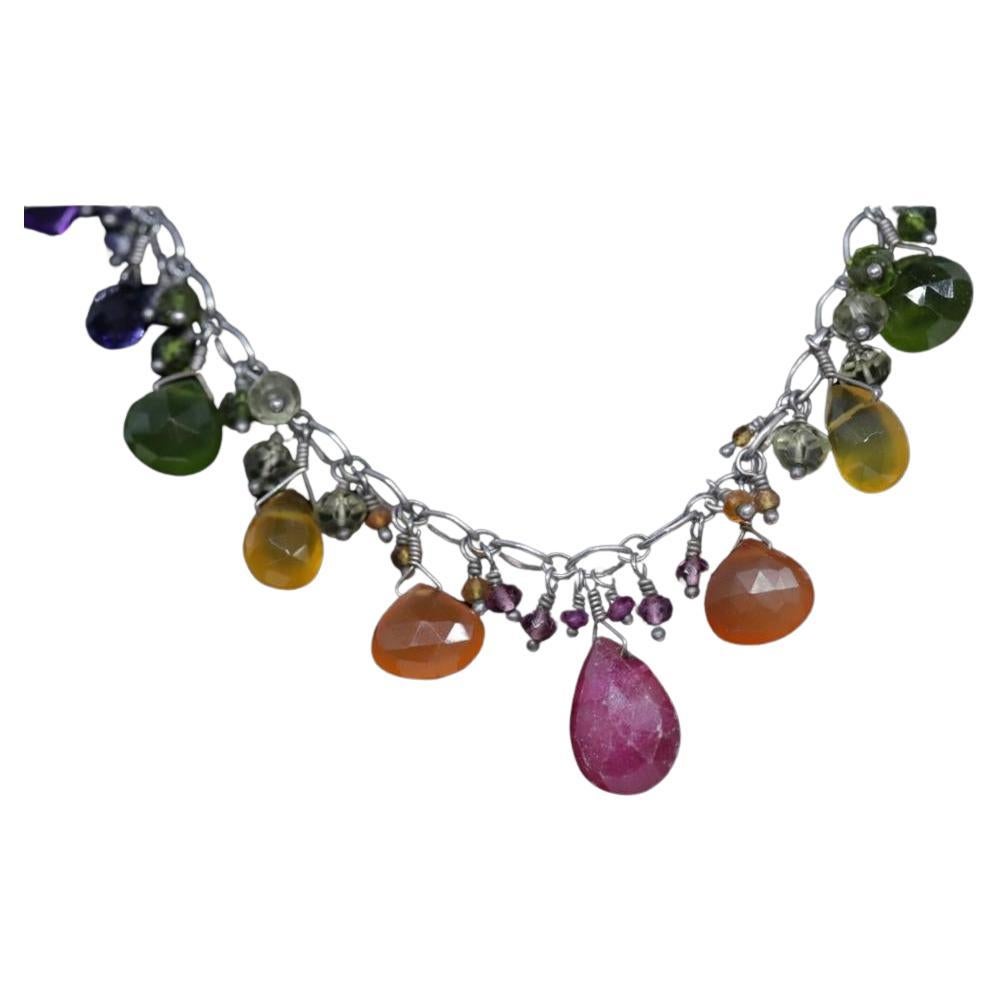 Laura Gibson & Gibson Collana. Gibson & Gibson Sterling Carnelian Dangling Candy multi-gem