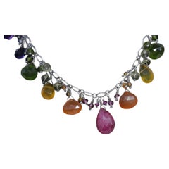 Laura Gibson Halskette. Gibson Sterling Carnelian baumelnde Bonbon-Dose mit mehreren Edelsteinen