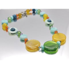 Laura Gibson Necklace. Gibson Sterling Silver Amazonite Dangling Candy multi-gem