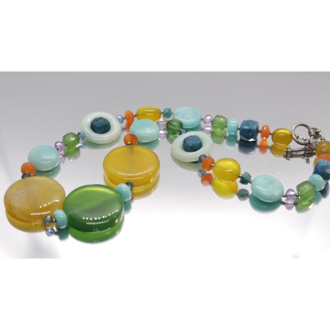 Laura Gibson & Gibson Collana. Gibson & Gibson in argento sterling, caramella penzolante con amazzonite e multi-gemma In condizioni buone in vendita a Port Charlotte, FL