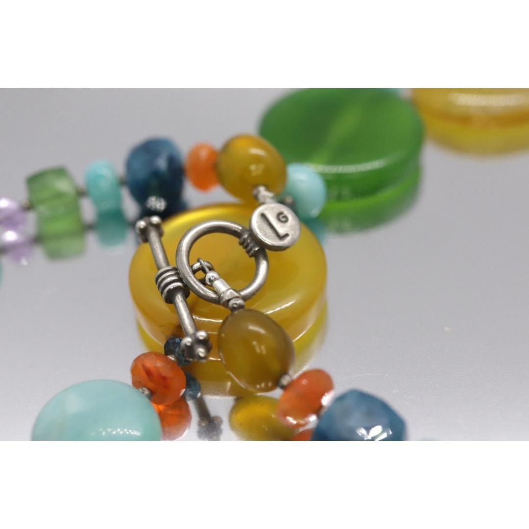 Laura Gibson & Gibson Collana. Gibson & Gibson in argento sterling, caramella penzolante con amazzonite e multi-gemma in vendita 1