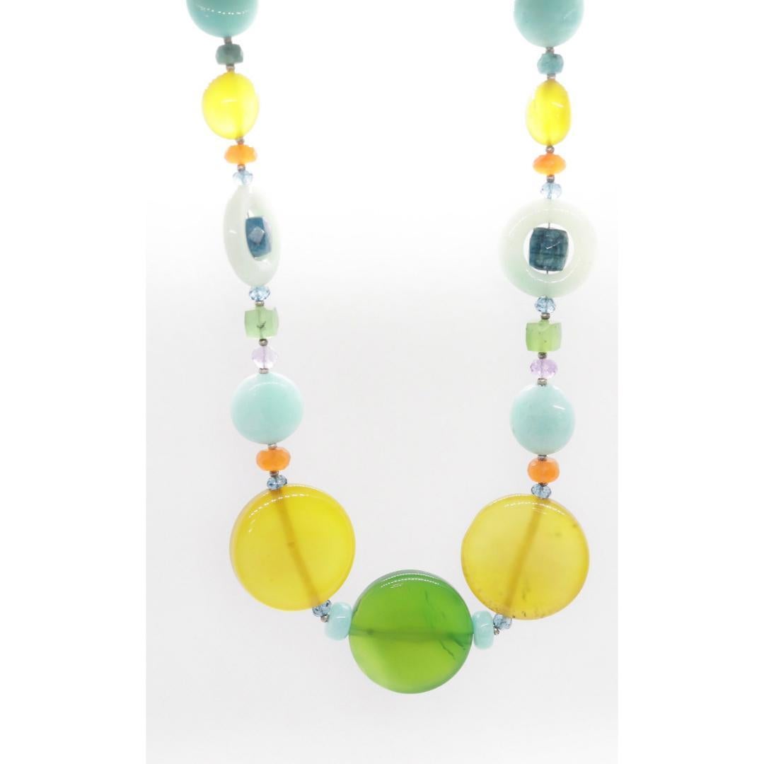Laura Gibson & Gibson Collana. Gibson & Gibson in argento sterling, caramella penzolante con amazzonite e multi-gemma in vendita 2