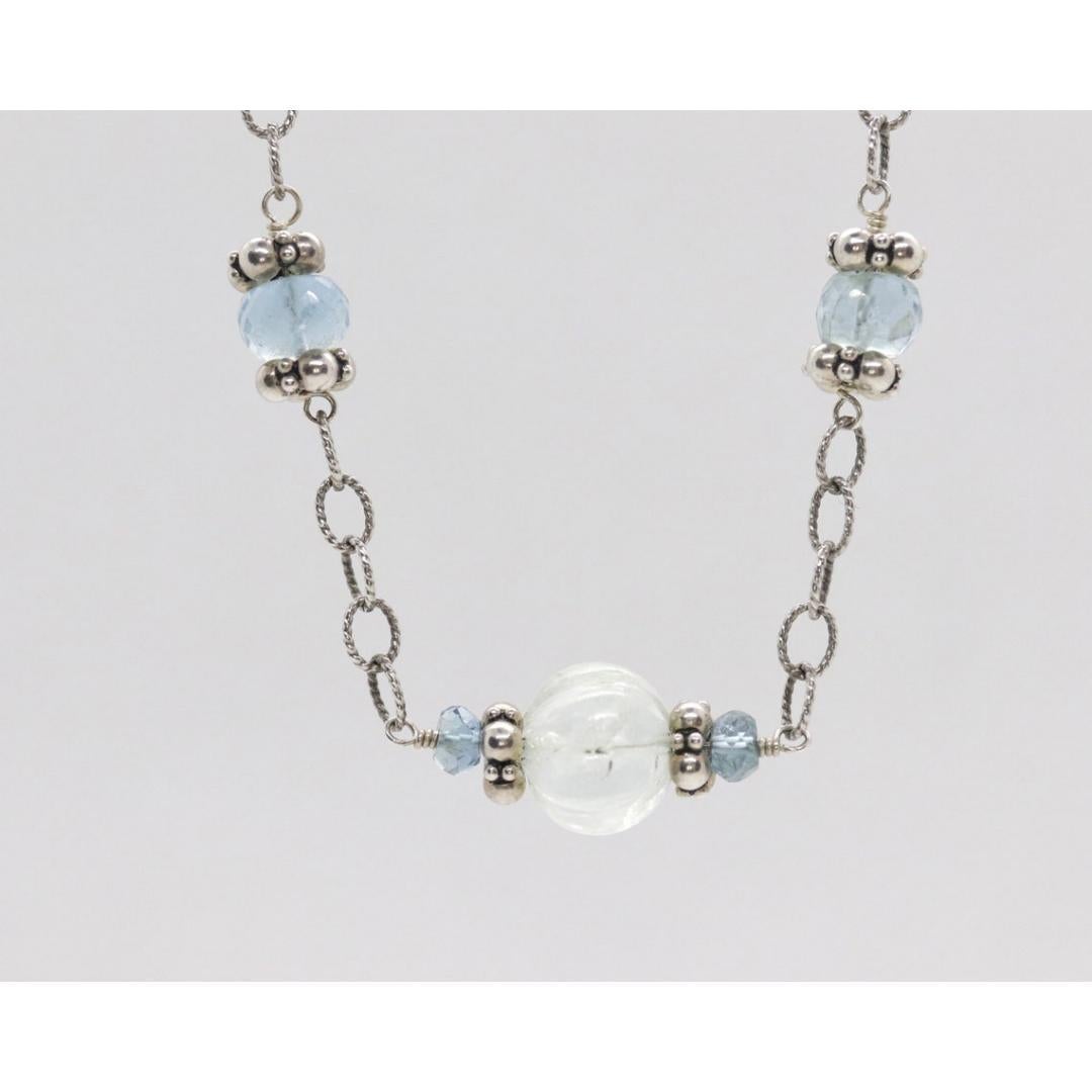 Laura Gibson Collana Gibson & Gibson in argento sterling con acquamarina penzolante Candy multi-gem in vendita 2