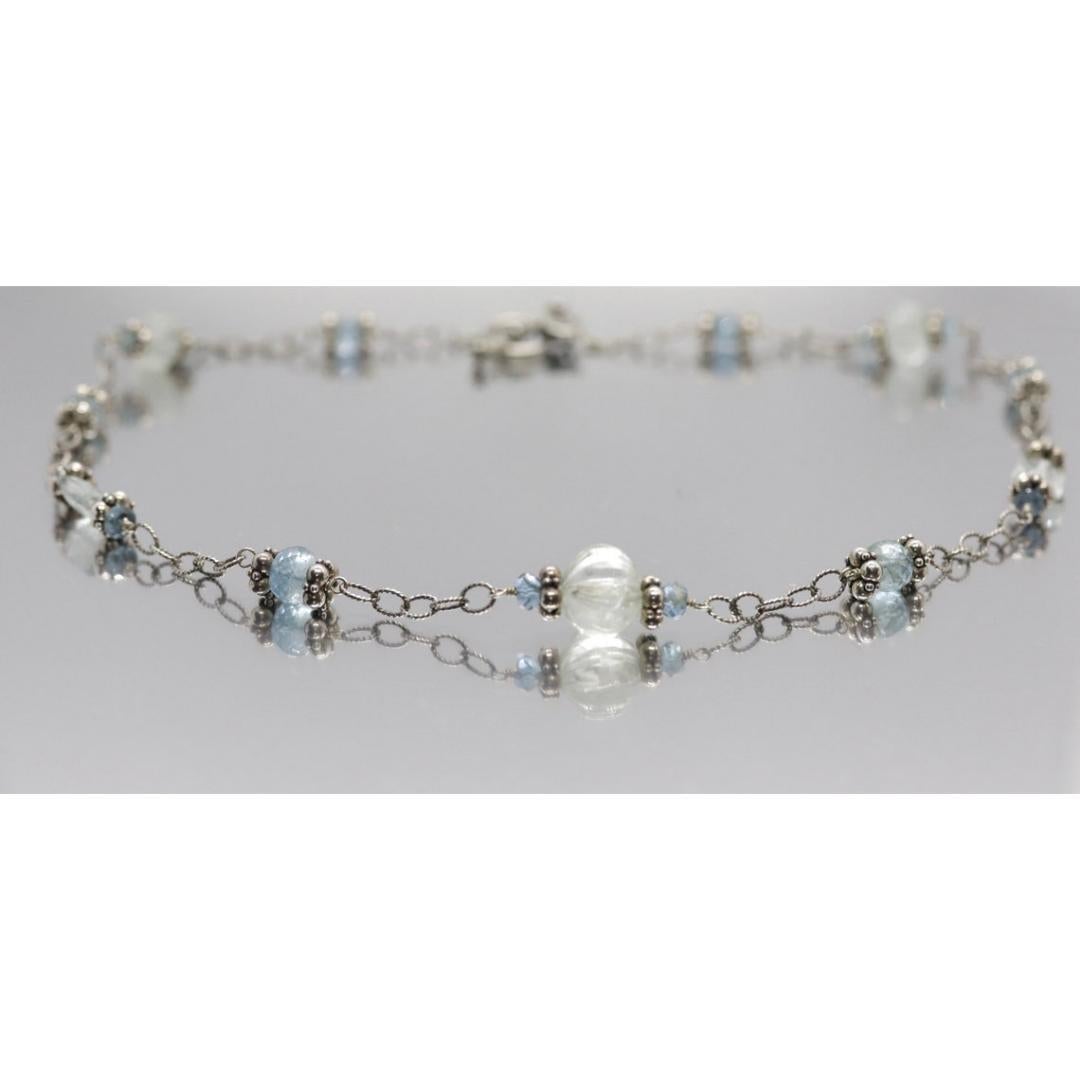 Laura Gibson Collana Gibson & Gibson in argento sterling con acquamarina penzolante Candy multi-gem in vendita 4