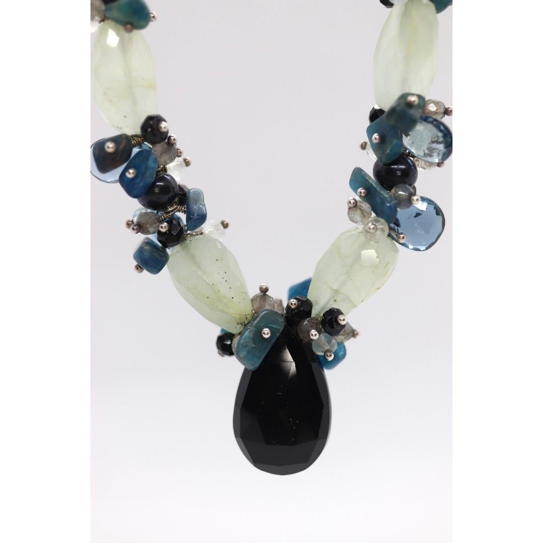 Laura Gibson & Gibson Collana. Gibson & Gibson in argento Sterling Onyx Dangling Candy multi-gem In condizioni buone in vendita a Port Charlotte, FL