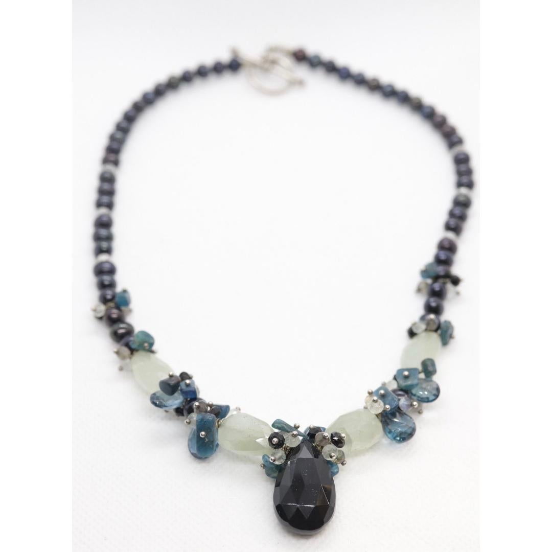 Laura Gibson & Gibson Collana. Gibson & Gibson in argento Sterling Onyx Dangling Candy multi-gem in vendita 2