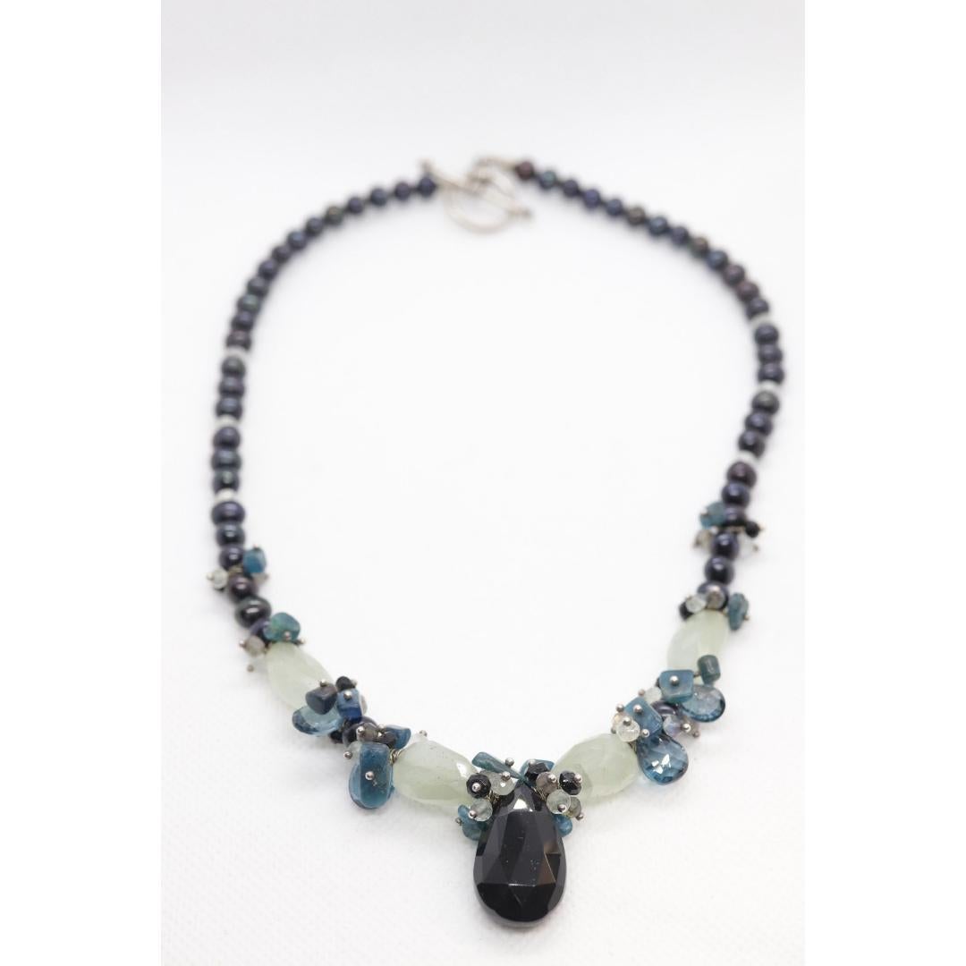 Laura Gibson & Gibson Collana. Gibson & Gibson in argento Sterling Onyx Dangling Candy multi-gem in vendita 3