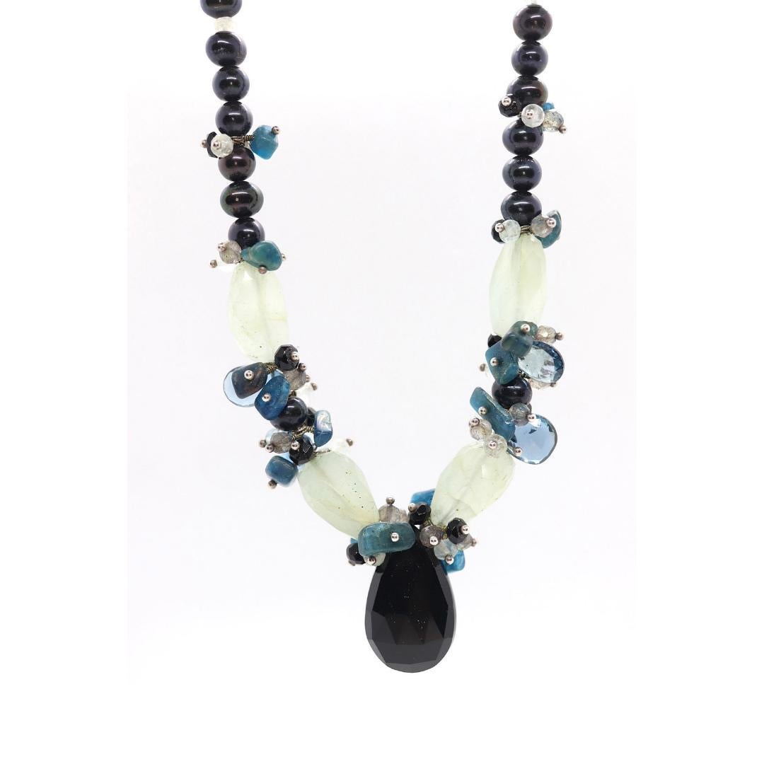 Laura Gibson & Gibson Collana. Gibson & Gibson in argento Sterling Onyx Dangling Candy multi-gem in vendita 5