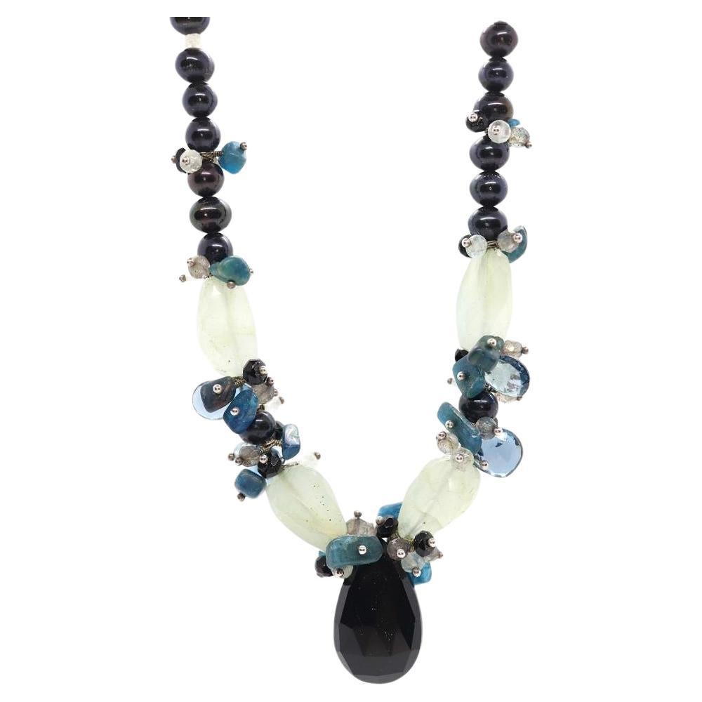 Laura Gibson & Gibson Collana. Gibson & Gibson in argento Sterling Onyx Dangling Candy multi-gem in vendita