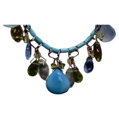 Laura Gibson Halskette. Gibson Sterling Silber Türkis Dangling Candy multi-gem