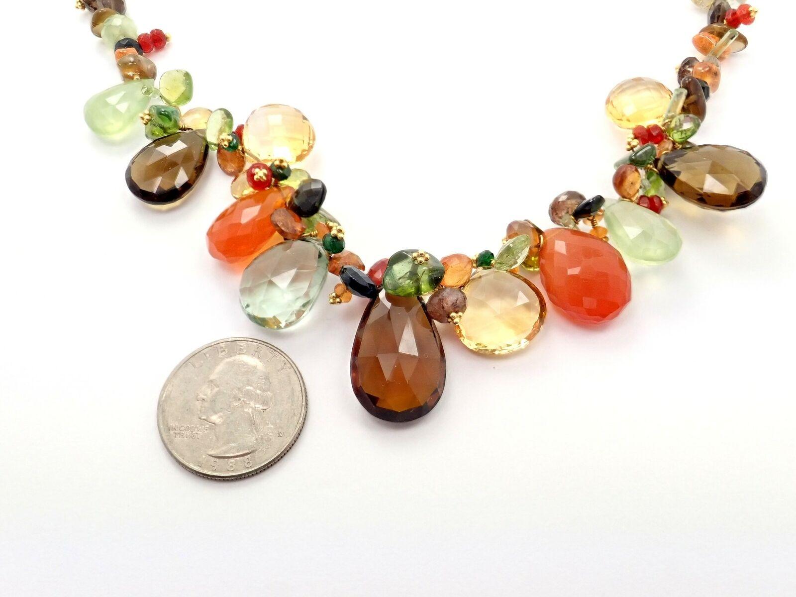 Laura Gibson Onyx Orange Spessartite Briolette Yellow Gold Candy Bead Necklace 1