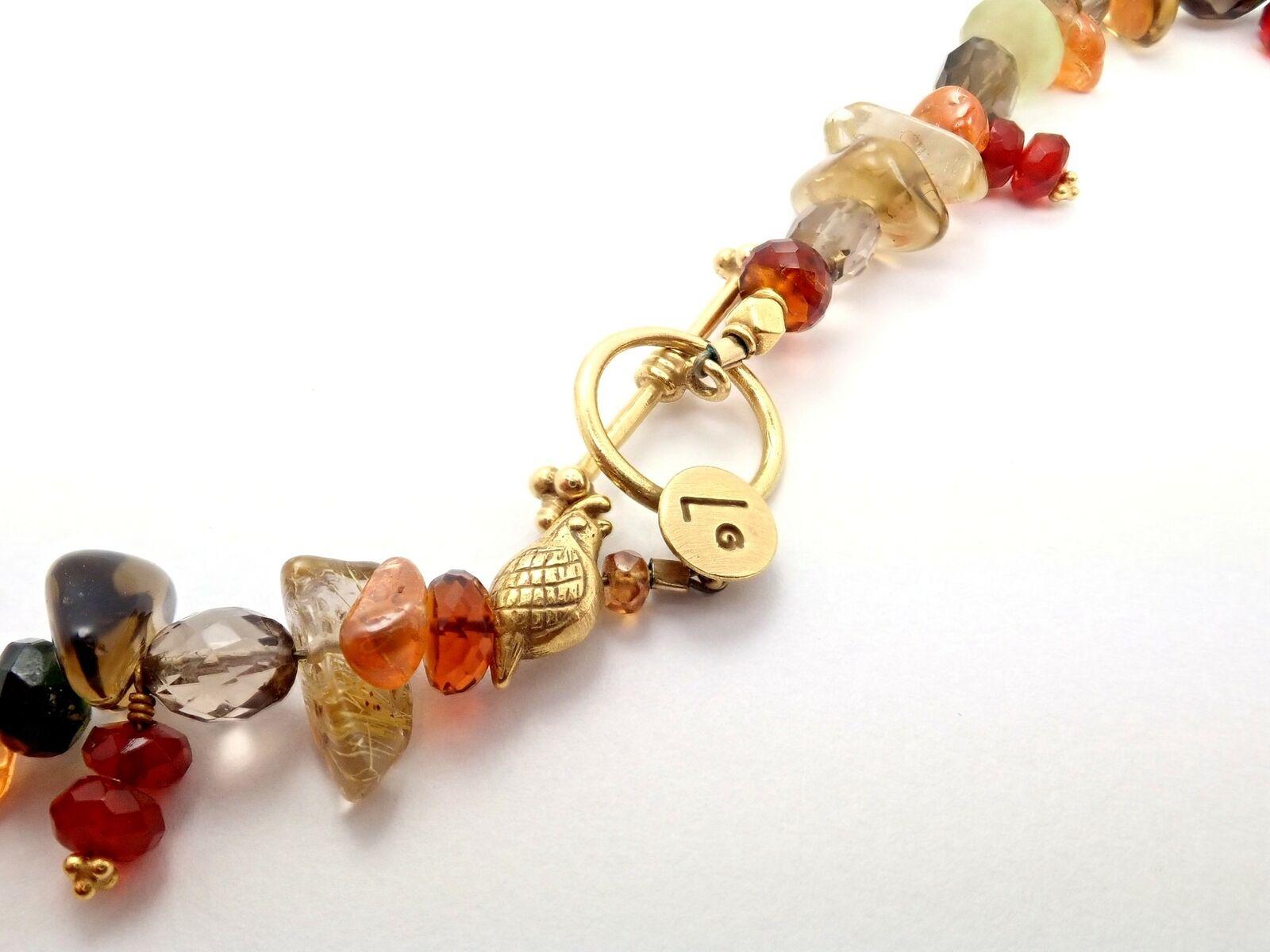 Laura Gibson Onyx Orange Spessartite Briolette Yellow Gold Candy Bead Necklace 2