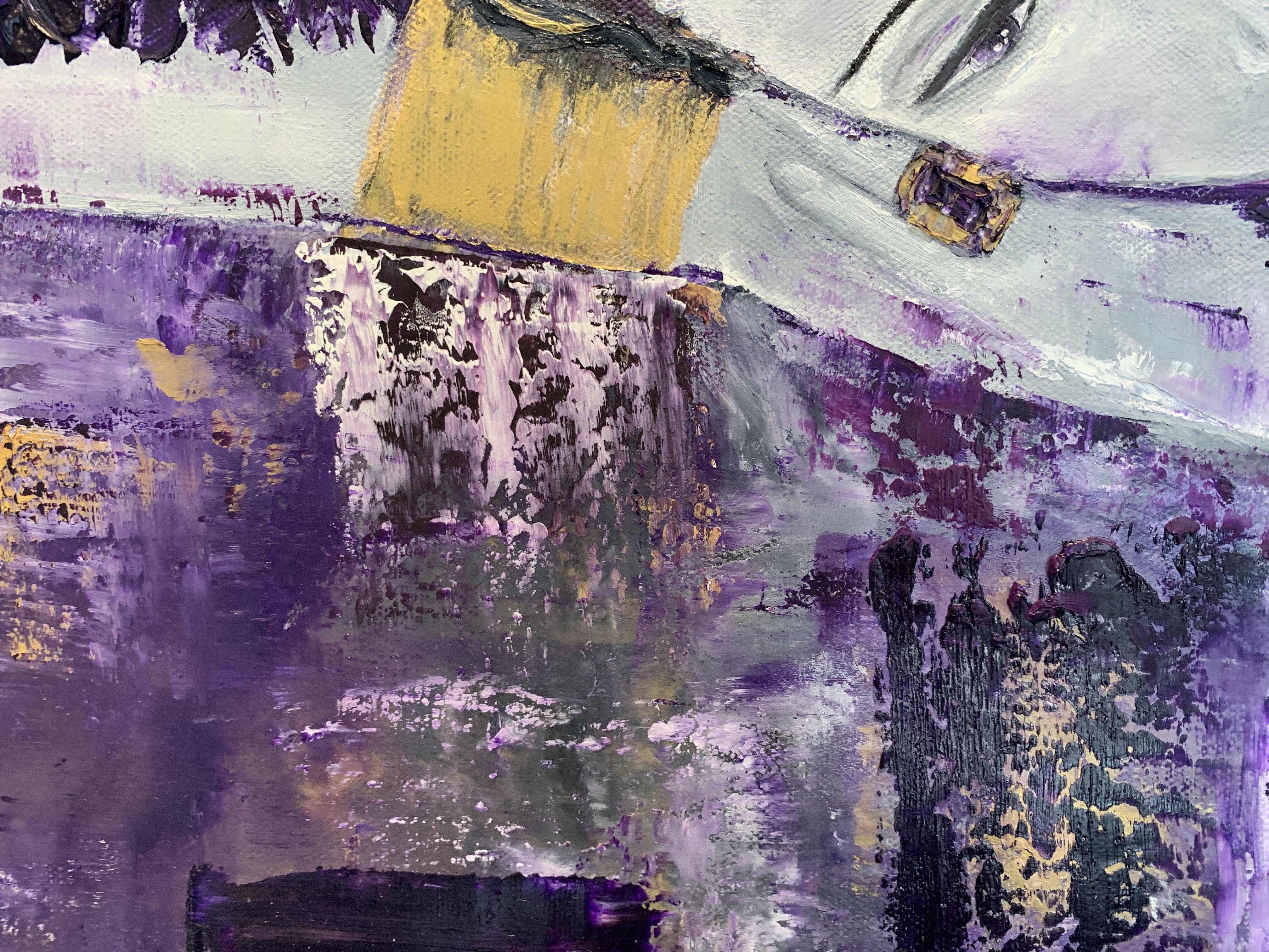Isabella est une œuvre d'art contemporain. Le style dramatique est obtenu grâce à la technique du couteau à palette texturé. Les couleurs riches et profondes créent une aura de sophistication et de mystère. De qui rêve-t-elle ? : : Peinture : :