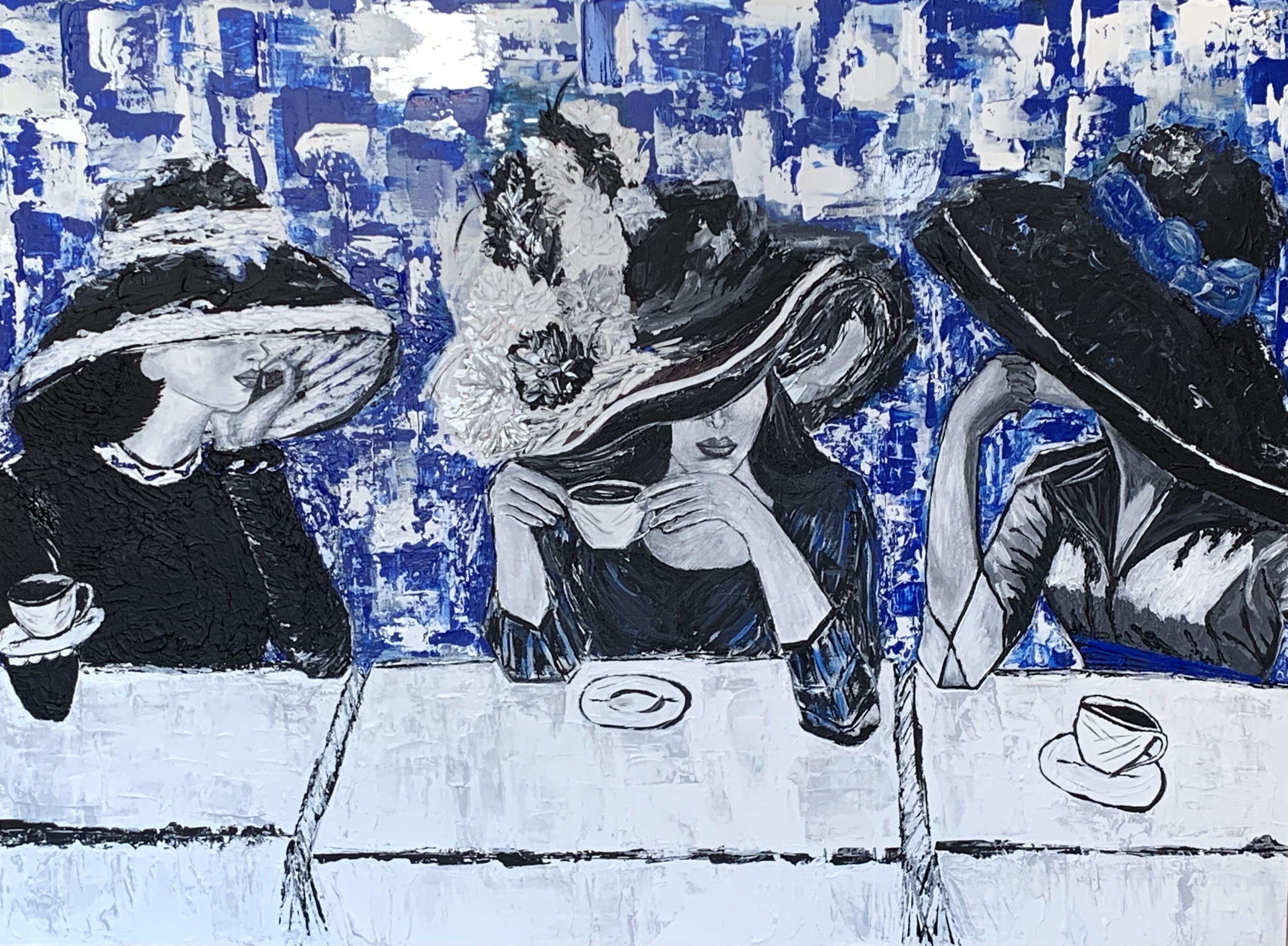 Life Luxury & CafÃ, Gemälde, Acryl auf Leinwand im Angebot 2