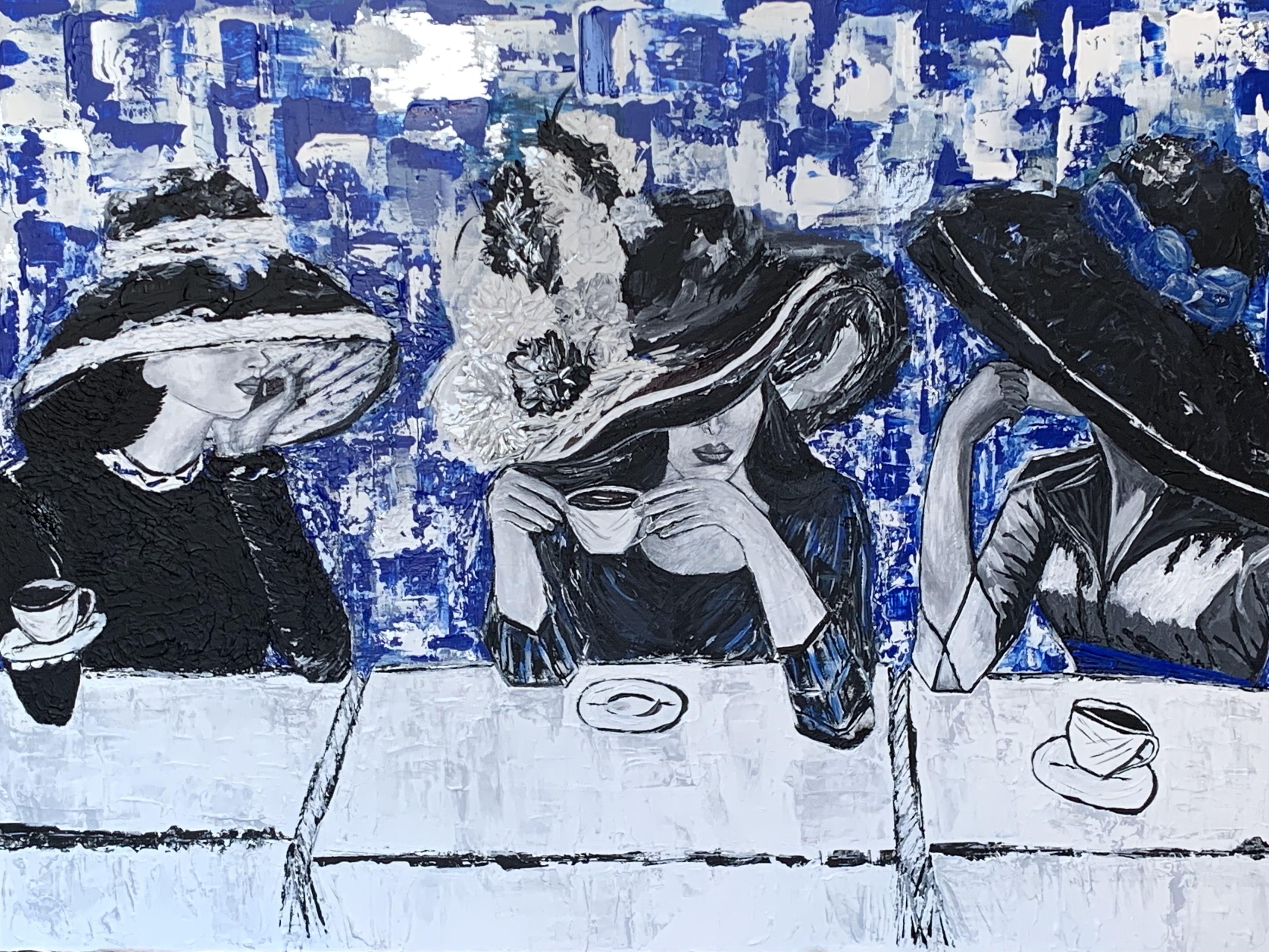 Life Luxury & CafÃ, Gemälde, Acryl auf Leinwand – Painting von Laura Granata