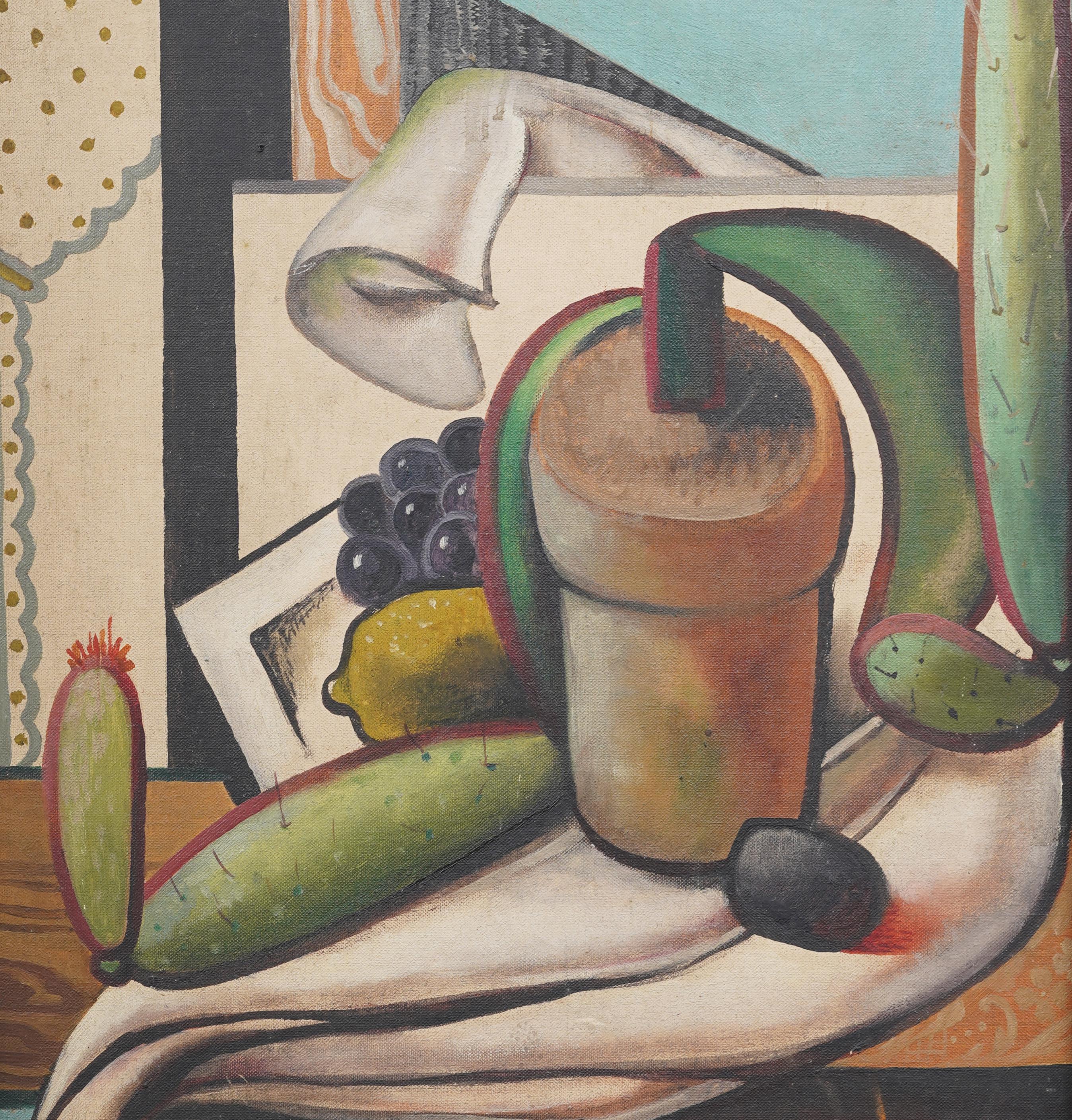 Antiguo bodegón modernista femenino estadounidense pintado al óleo. Óleo sobre lienzo.   Enmarcado. Firmado.  En excelente estado original. Bellamente enmarcado en un  molduras de madera.  Excelente estado, listo para colgar y disfrutar. 