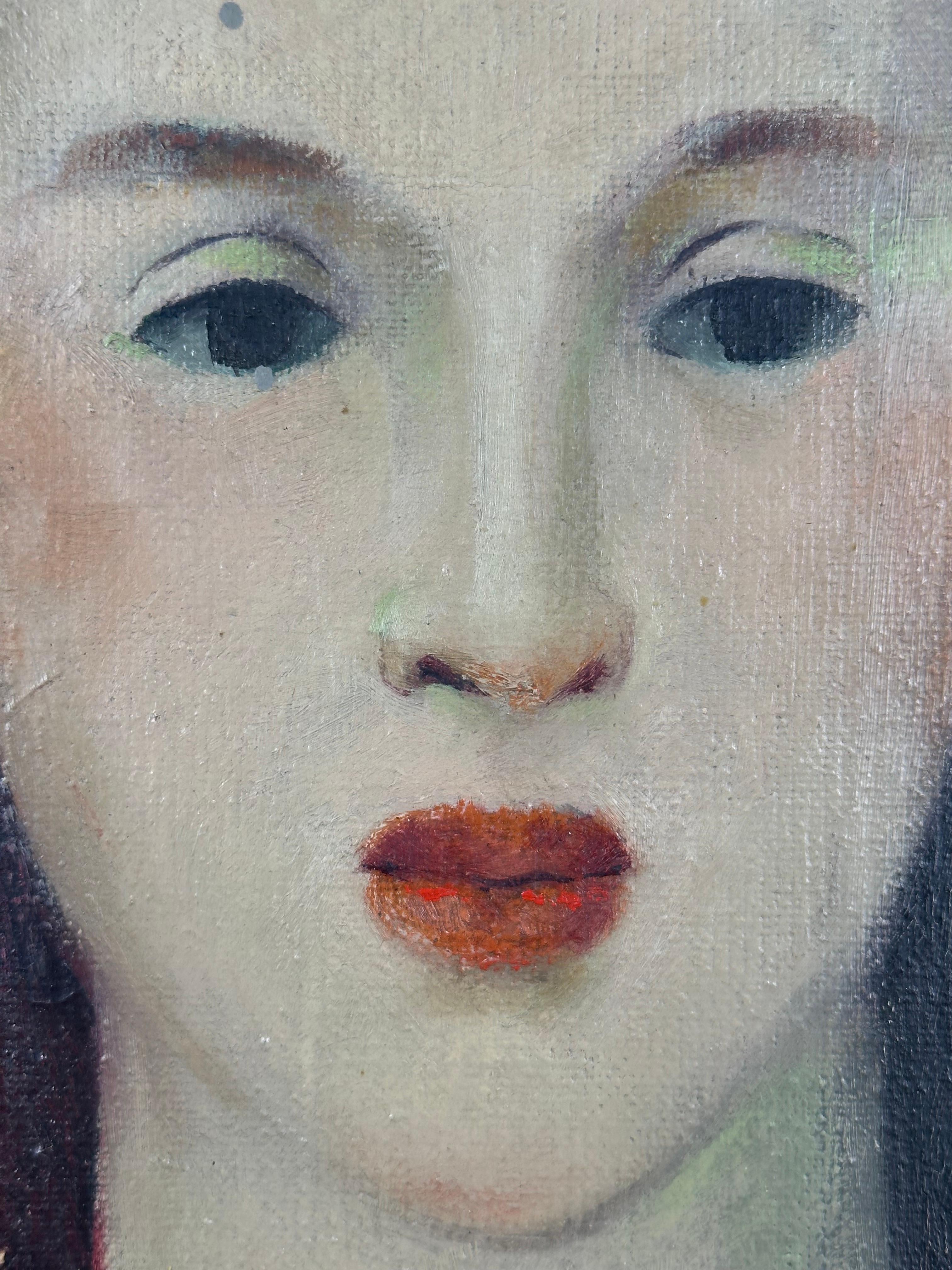 Laura Greenwood (1897-1951)

Portrait of a Young Woman, ca. 1925

Oil on canvas, measuring 16 x 20 inches

Signed lower right. 

Condition: the piece will require some minor conservation. One small pucture in both upper right anf left areas of