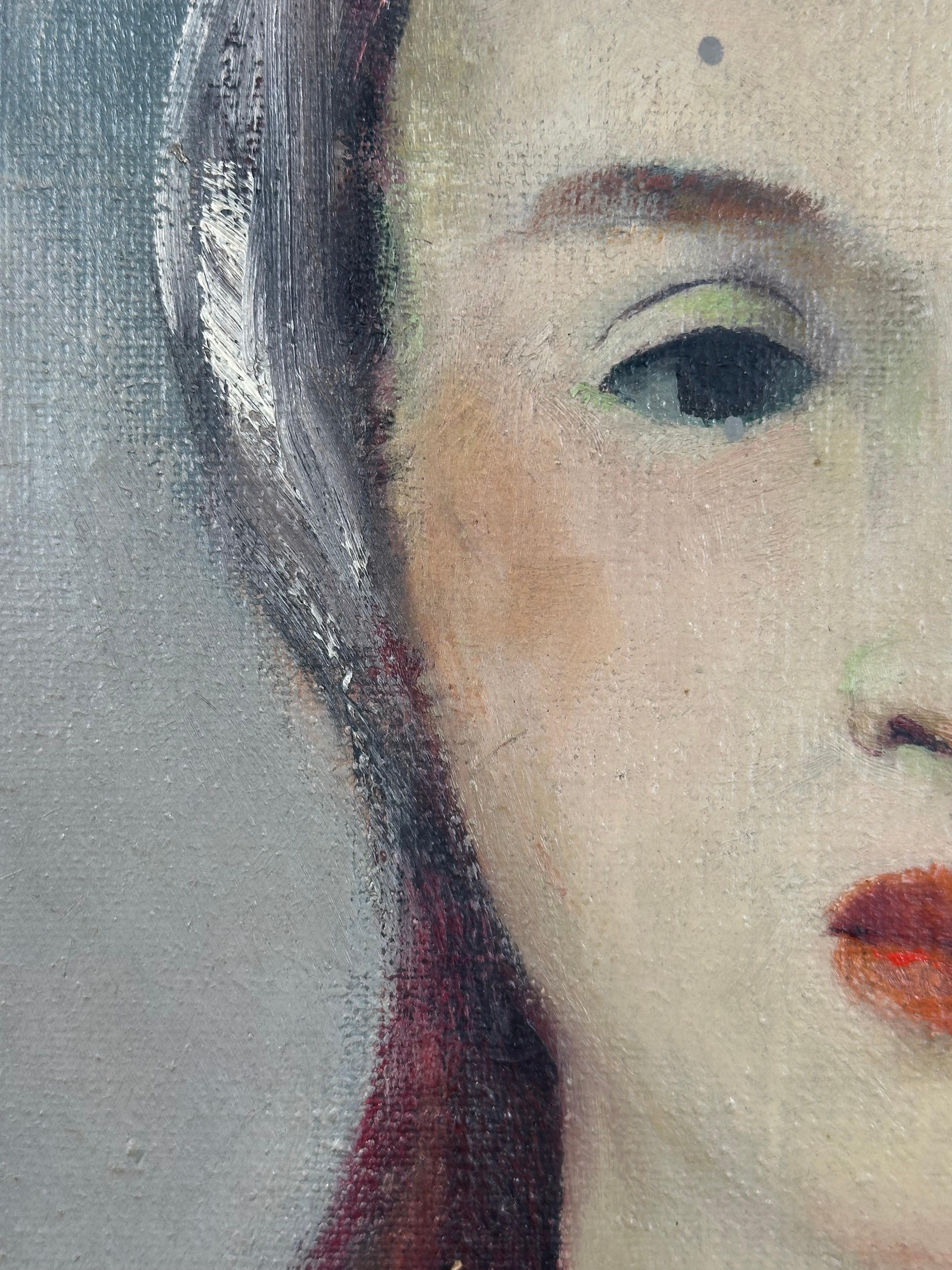 Art Deco Portrait of a Redhead Woman For Sale 2