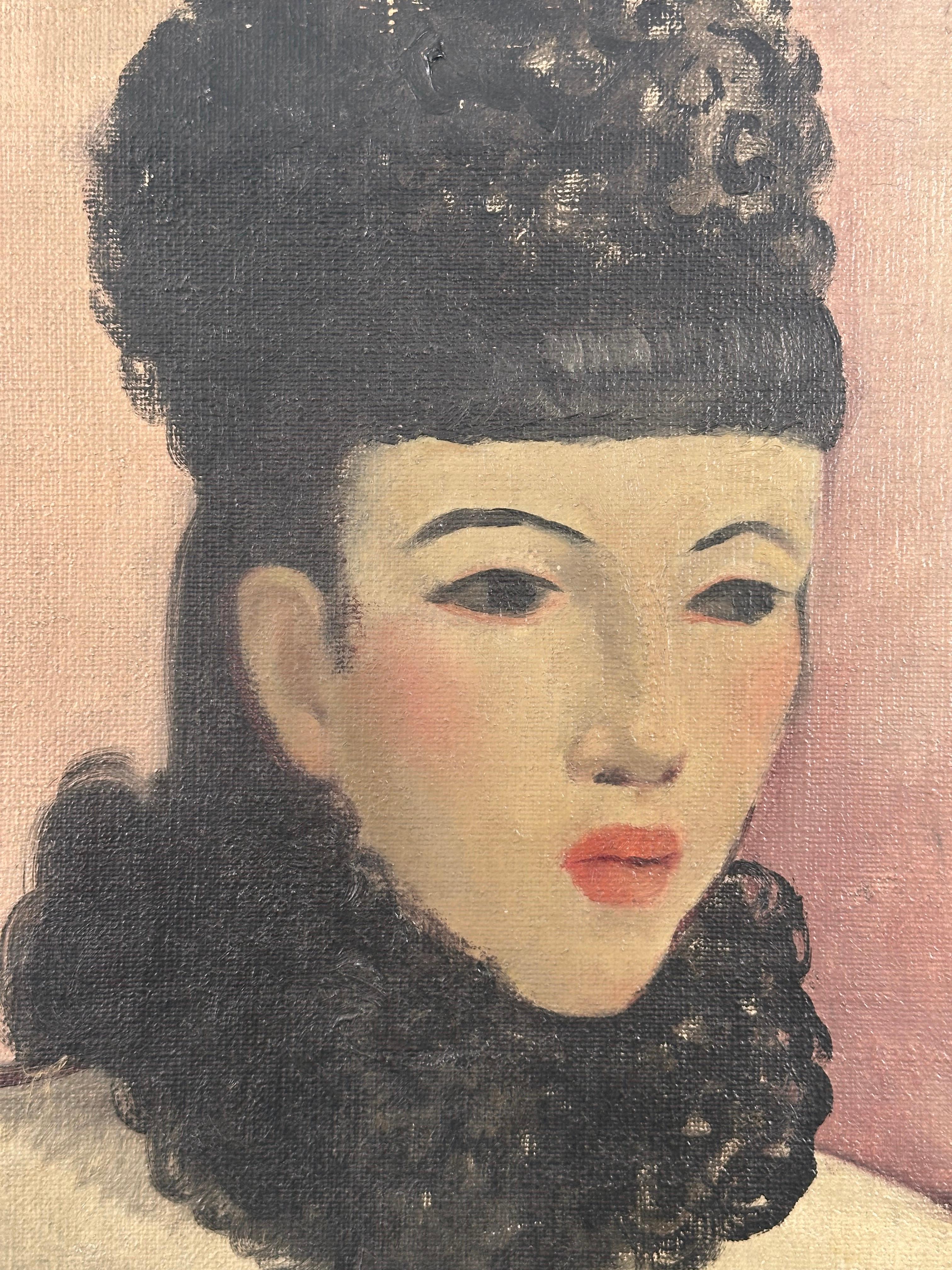 Art Deco Portrait of a Woman - Painting by Laura Greenwood