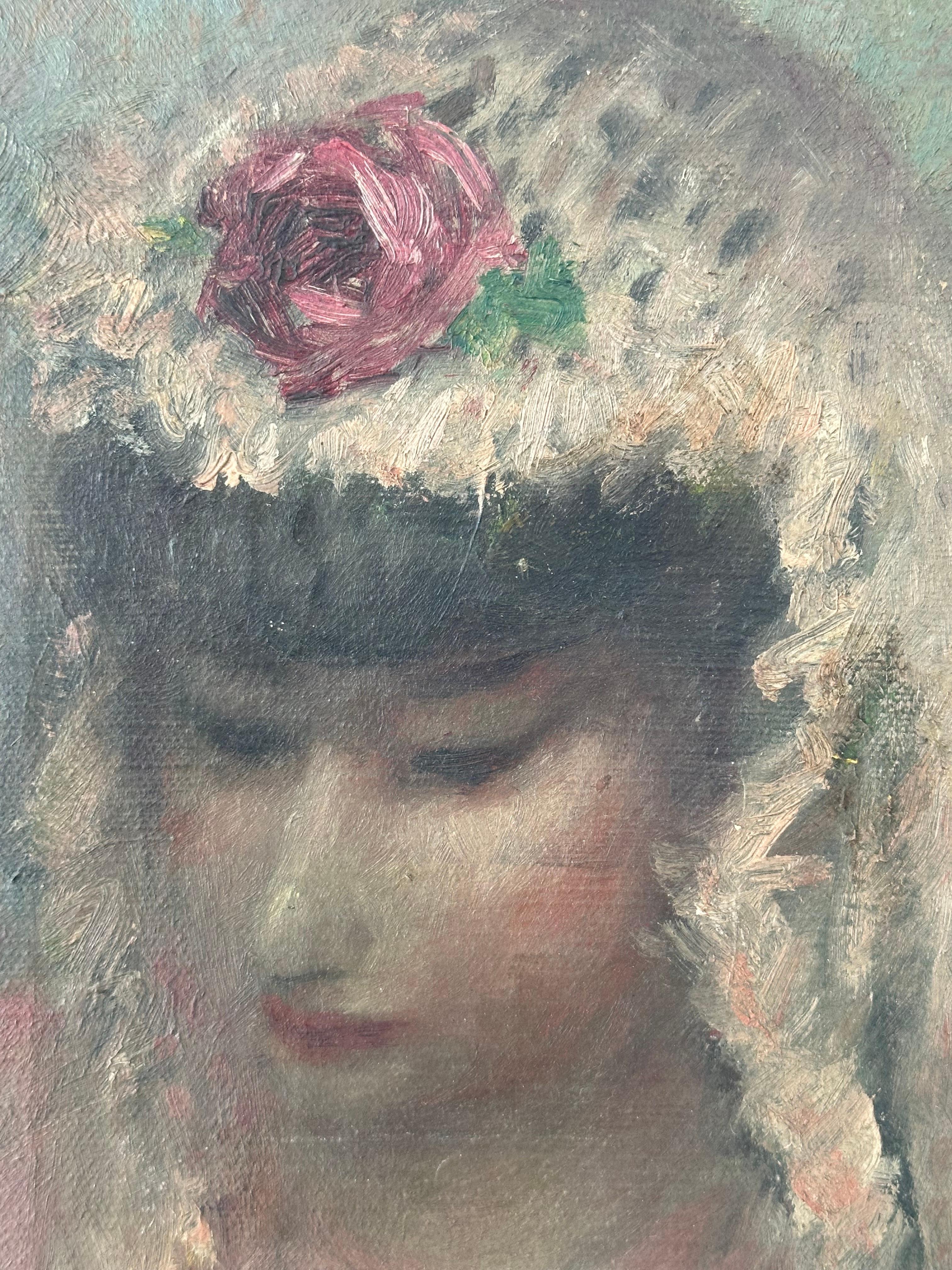Art Deco Portrait of a Woman - Painting by Laura Greenwood