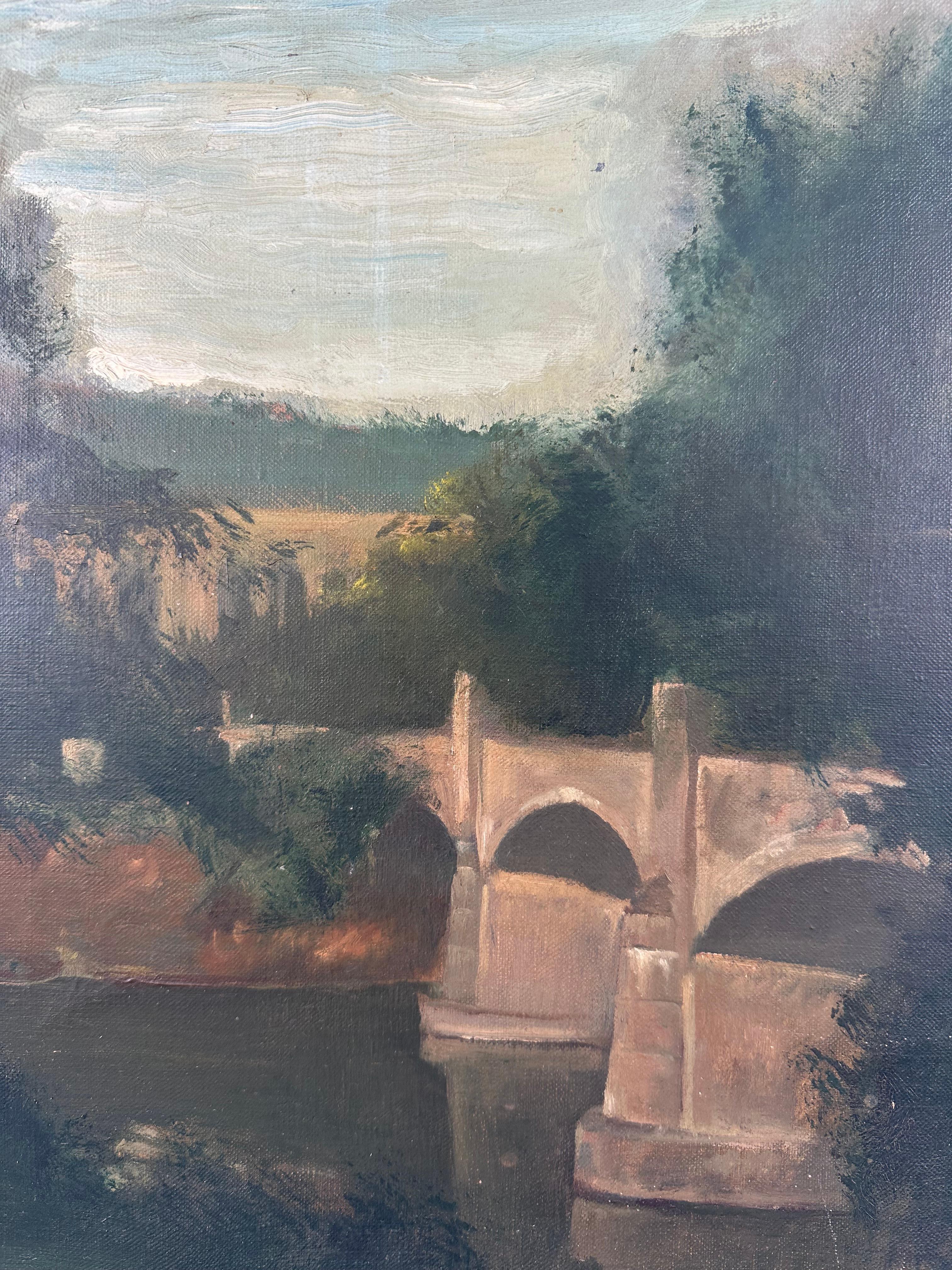 Manayunk PA Philadelphia Landscape - Painting di Laura Greenwood