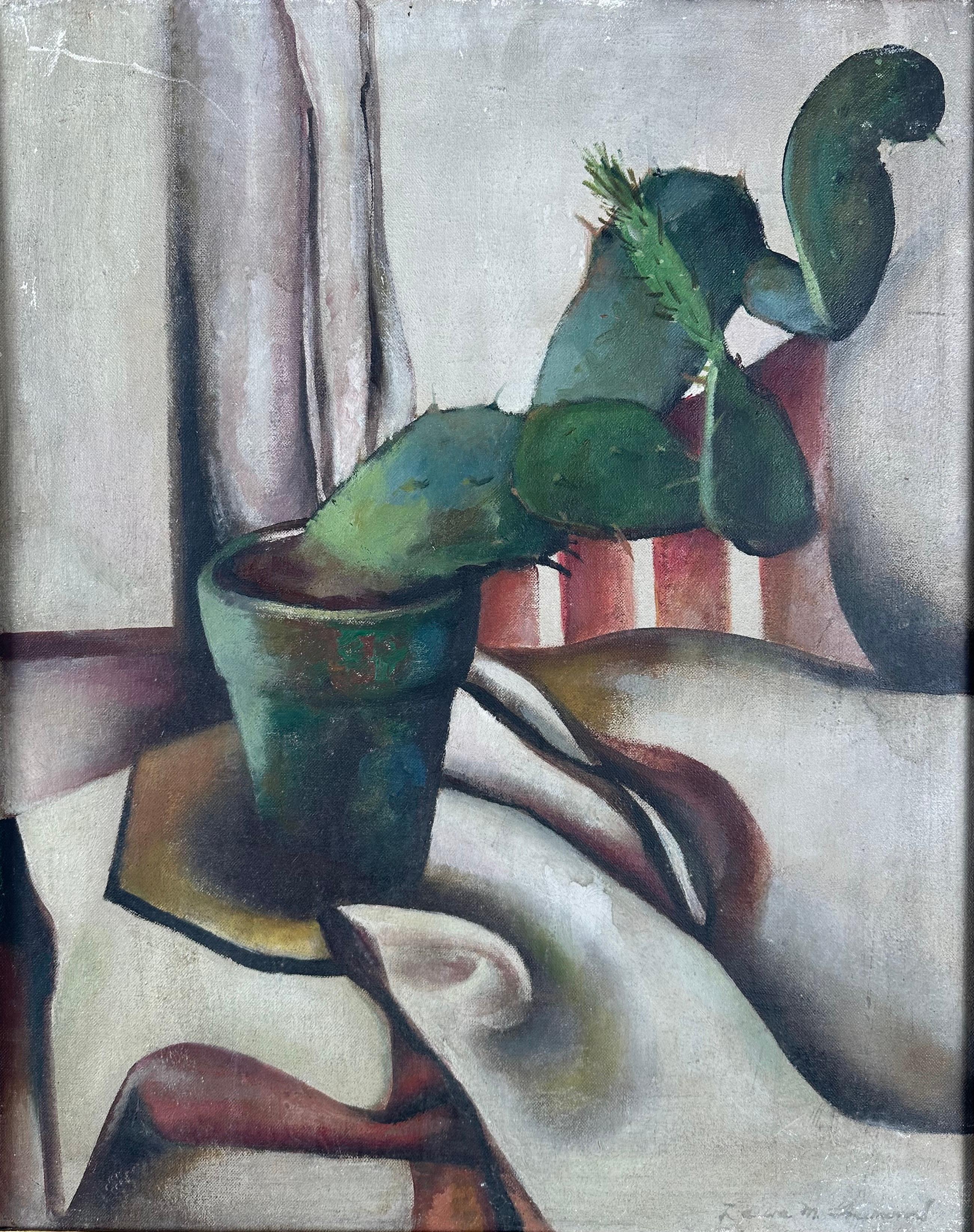 Bodegón con cactus - Painting de Laura Greenwood