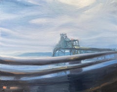 RAILS - oil painting of a urban scene with a bridge